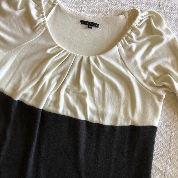 Tiana B Color Block Sweater Dress L Cream Gray Black Made in USA Office Career - Picture 7 of 11